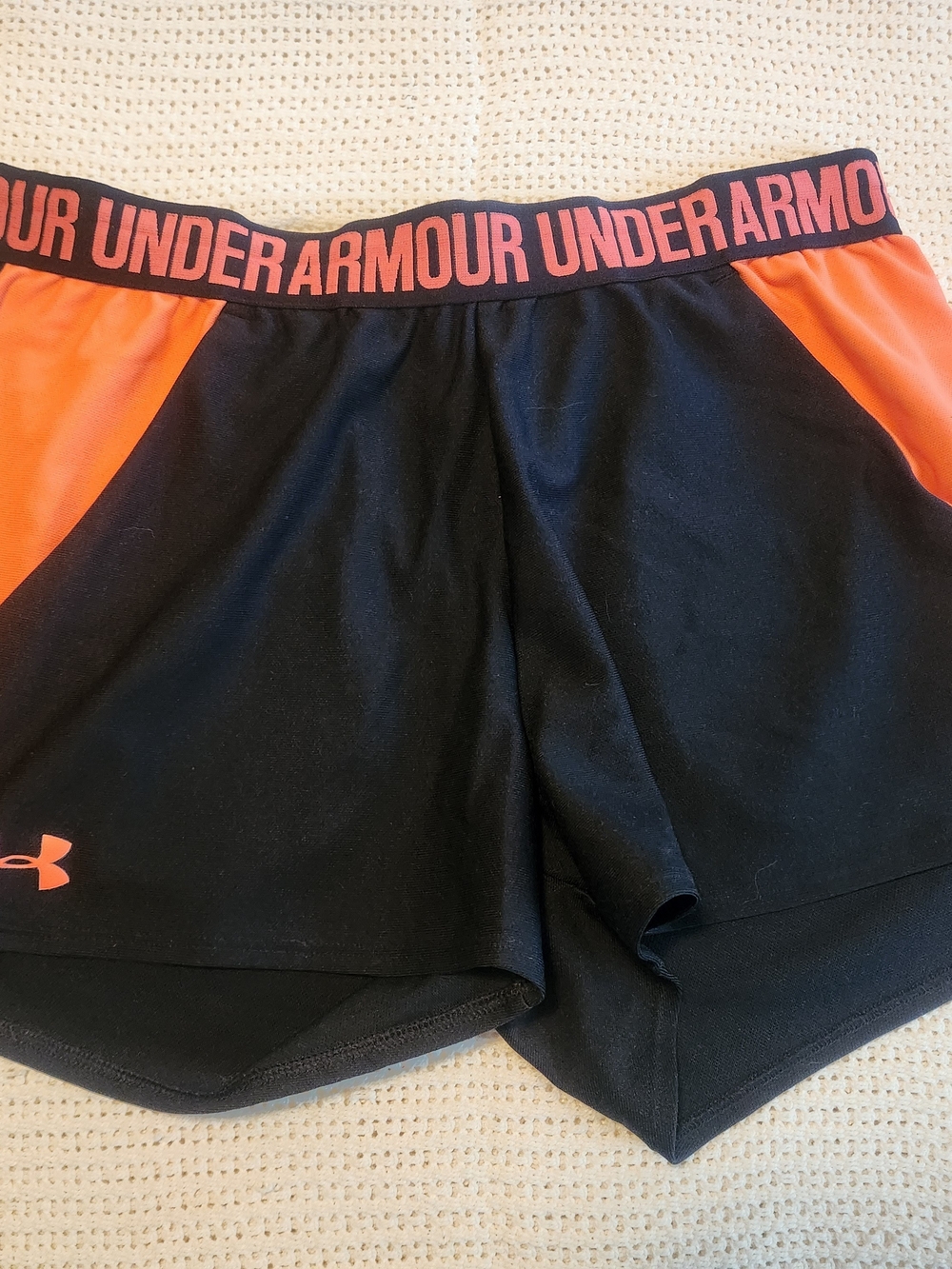Under Armour Black and Orange Women's Athletic Shorts